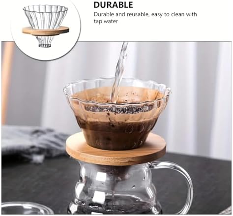 Glass Pour Over Coffee Cone With Bamboo Stand, Drip Maker Funnel,Glass Dripper/Filter With Coffee Filters Set(Acid and alkali resistant pump) - Image 4