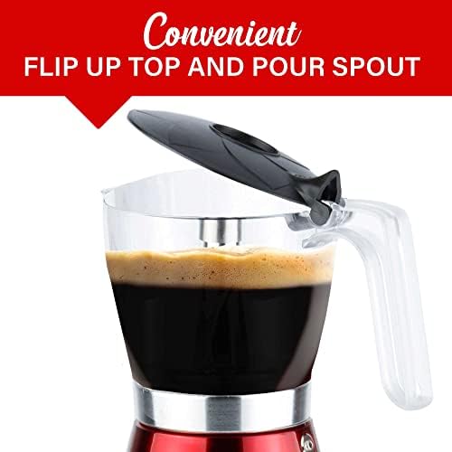 Brentwood TS-119R 550-Watt Cordless Electric Moka Pot Espresso Machine, 6-Servings (Red) - Image 5