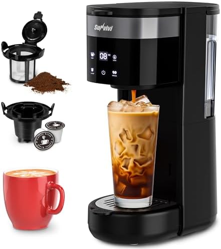 SUNVIVI Single Serve Coffee Maker for K Pod and Grounds - 30oz Brew Sizes by WeGetLife