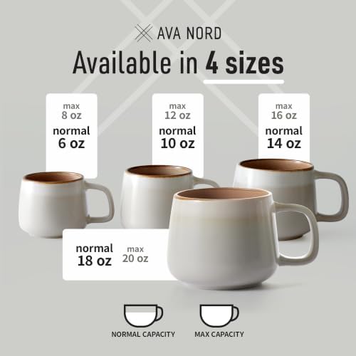 Ava Nord Large Stoneware Ceramic Coffee Mugs Set of 4 | 16 oz | Sage Ash - Image 5