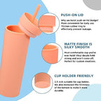 Volhoply 16oz Plastic Skinny Tumbler with Lid and Straw Bulk 10 Pack,Insulated Double Wall BPA Free Matte Acrylic Tumblers,Iced Coffee Travel Reusable Party Cup,Customizable Diy Gifts(Orange,10 Set) - Image 4