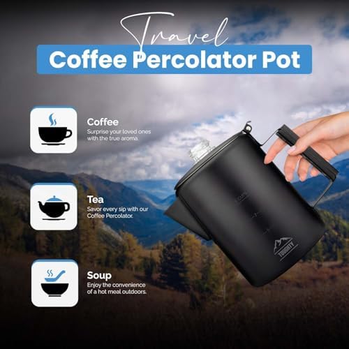 Toughty Yosemite Stovetop Coffee Percolator, 9 Cup, Black Matte - Image 4