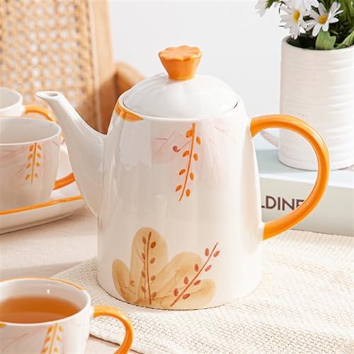 Water Pitcher Household Cold Kettle, Essential Ceramic Tea Set for Home, 8-piece Set, Creative Floral Tea Set, Souvenir Gift Water Jug - Image 5