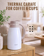 GiNT Thermal Coffee Carafe 51 Oz, Stainless Steel Insulated Beverage Server with Easy-Clean Detachable Lid, Leak-Proof One-Hand Pour Large Dispenser for Hot Drinks and Coffee Pot for Home Office - Image 4