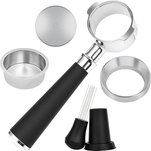 51mm Bottomless Portafilter 2 Ears Fits for Delonghi ECP3420, EC155, BCO430, EC260, and ECP3120, Espresso Accessories Kit includes Puck Screen, WDT Tool, Dosing Funnel, Double Shot Filter Basket by Vyranexa
