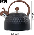 Vilihkc Whistling Stainless Steel Tea Kettle with Wood Grain Anti Heat Handle,2.6 Quart/2.5 Liter Stainless Steel Tea Kettles,Loud Whistling for Tea,Coffee,Gas Electric Applicable - Image 2