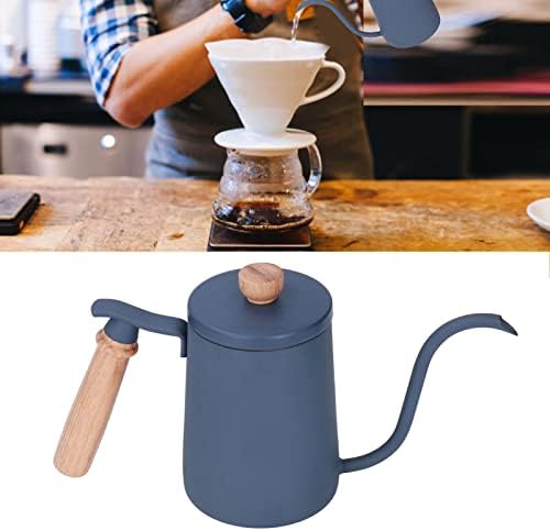 Coffee Kettle Coffee Pour Over Kettle 600ml Gooseneck Vent Hole Wooden Handle Food Grade Stainless Steel Ergonomic Gooseneck Kettle (Blue) - Image 6