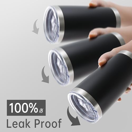 20 oz Tumblers Bulk Stainless Steel Tumbler with Lid Double Wall Vacuum Insulated Coffee Mug 20oz Powder Coated Cup for Hot and Cold Drinks, Black, 12 pack - Image 5
