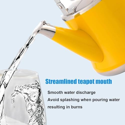 Tea Kettle Stovetop, 1.1 Quart Whistling Teapot Small Cute Stainless Steel Tea Pot with Ergonomic Folding Handle Suitable for All Heat Sources(Yellow,1L) - Image 5