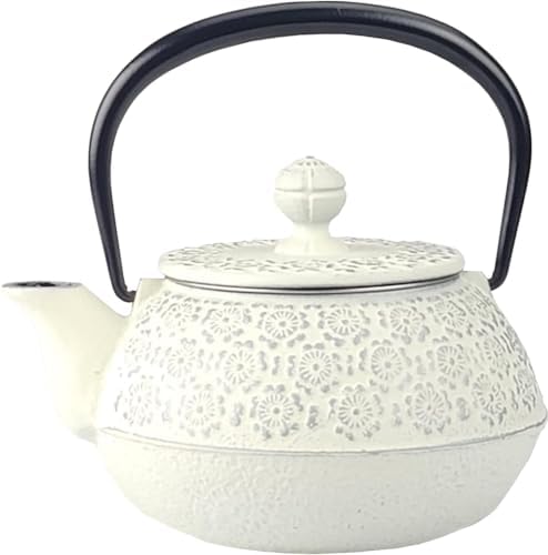 Iwachu 12605 Iwachu Teapot, 3 Type, Cherry Blossom, Silver/Hemp Color, 0.32 L (0.32 L), Enameled Inner, Nambu Ironware by Iwachu