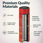 Farasi Tea Infuser for Loose Leaf Tea Smart Water Bottle with Fahrenheit Temperature Display, Stainless Steel Insulated Coffee and Fruit Tea Infuser Bottle - Red Floral Travel Tea Mug 15 oz - Image 6