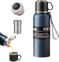 Coffee Tea Vacuum Stainless Steel Water Bottle with LED Temperature Display ：Hot and Cold Insulated Water Bottles Include Tea Strainer & Drinking Lid (blue, 1360ml/45.99oz) by Unknown