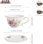 8.45oz floral tea cups for Latte Coffee Cafe, Specialty Coffee Drinks, Cappuccino and Tea (4, Camellia) - Image 2