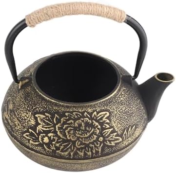 JTLB 900ml Japanese Cast Iron Kettle Teapot, Removable Infuser Strainer Tea Pot, Aesthetic Peony Pattern, for Loose or Bagged Tea, Ergonomic Design - Image 5