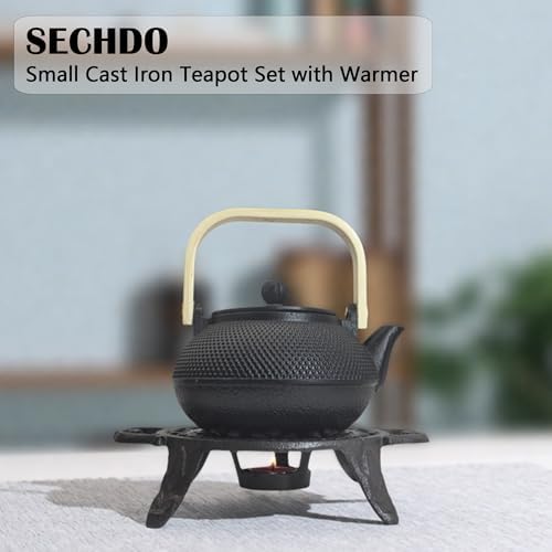 Cast Iron Tea Set with Teapot and Warmer, Japanese Tetsubin, 30.4oz Small Teapot with Infuser for Loose Leaf, Asian Tea Kettle for Stovetop Safe, Elegant Durable Tea Pot Set Gift - Image 6