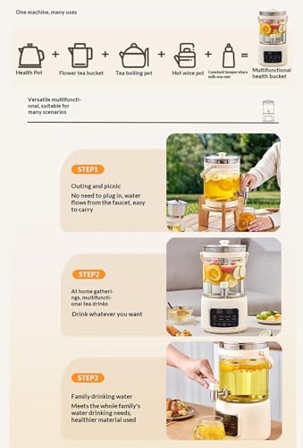 3L Glass Electric Kettle with Touch Screen Herbal Tea Kettle Adjustable Temperature 40-90°C 72-hour Heat Retention High borosilicate glass allows you to easily enjoy tea - Image 3