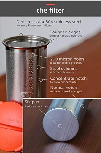 Rumble Jar - Next-Gen Cold Brew Coffee Maker for Mason Jars - 200 Micron Filter Is Ideal for Coarse Grounds & Stronger Coffee - Includes Filter + 32oz Mason Jar - Image 5