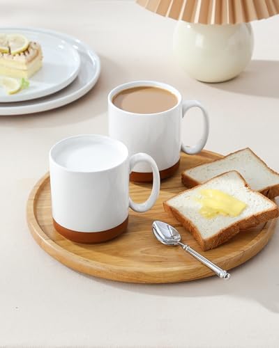 MALACASA 16oz Ceramic Coffee Mugs Set of 6, Khaki White - Image 7