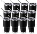 Volhoply 30oz Insulated Tumbler with Lid and Straw, Double Wall Inner & Outer 304 Stainless Steel Tumblers Bulk, Powder Coated Coffee Cup for Office, Home, Travel (Black,12 Pack) by LiveFully%EF%BC%8CDrinkFreely%E2%80%94KeepGoingwithVolhoply%EF%BC%81