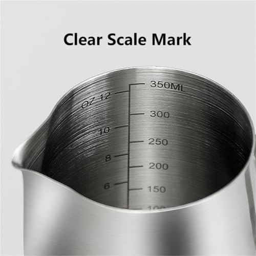Milk Frother Cup Stainless Steel Coffee Milk Frothing Jug Stainless Steel Pitcher Latte Art Measurement With Pen Barista Accessories(600ml With Art Pen) - Image 5