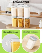 Ankou Airtight Food Storage Container with Pop Lid & 130ml Scoop, 4L/4.2qt *2 BPA-Free Cereal, Rice, Flour, Pasta & Snack Container, Stackable & Durable,Kitchen Pantry Organizer - Image 4