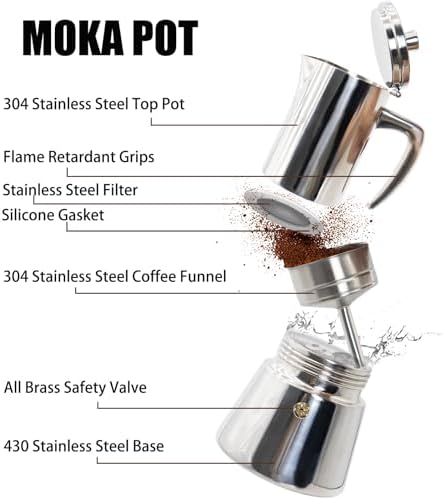 12 Cup Thickened 304 Stainless Steel Moka Pot & 20cm/7.9in Induction Cooker Adapter Plate Stainless Steel Heat Sink - Image 6