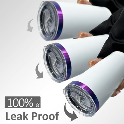 20 oz Tumbler Bulk Stainless Steel Tumblers with Lids and Straws White - Image 5