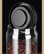 Glass Airtight Food Storage,Storage Jar,Coffee Container Coffee Bean Storage Tank Kitchen Glass Bottle Storage Tank Grain Storage Bottle Vacuum Sealed Tank Multi-purpose (Color : Black, Size : 900ml)( - Image 2