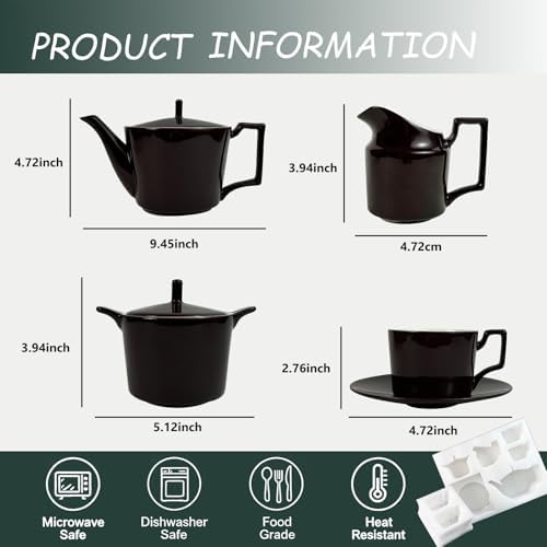 Brown English Tea Set with Teapot, Cups, Sugar & Creamer Set - Image 6