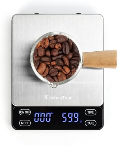 KitchenTour Nano Coffee Scale with Timer 3kg/0.1g, 3 Mode for Espresso Machine and Pour Over, High Precision Pour Over Drip Espresso Scale with Back-Lit LCD Display by KKitchenTour