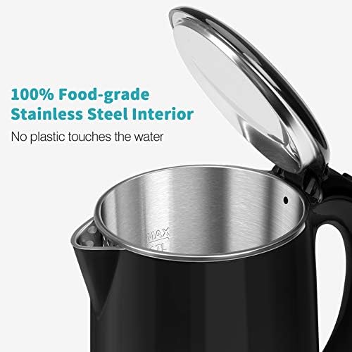 Secura Original Stainless Steel Double Wall Electric Water Kettle 1.8 Quart with Auto Shut-Off & Boil-Dry Protection, Black Onyx SWK-1701DA/HB-3227B - Image 3