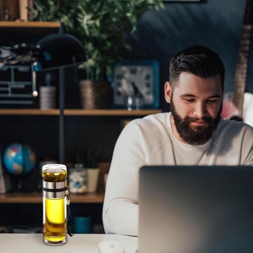 Tea and Water Separation Cup - Water Bottle with Tea Separation Double Wall Glass Water BottleTea Infuser Bottle with Strainer,Water Separation Tea Bottle for Men,Loose Tea - Image 2