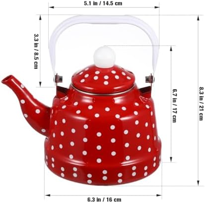 DOITOOL Enamel Teapot Cast Iron Stovetop Tea Kettle Red Vintage Tea Kettle for Boiling Water Kitchen Pot for Home Entertaining Housewarming Gift 8.26 X 8.26 X 3.14 in - Image 4