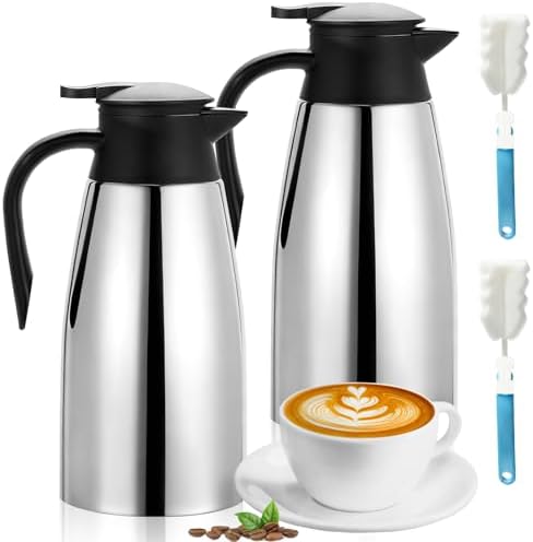 2 PCS 68 OZ Thermal Coffee Carafe Insulated Stainless Steel Pitcher by Ysglory