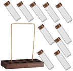 Glass Coffee Bean Storage Tubes with Wood Brass Stand Set by Unknown
