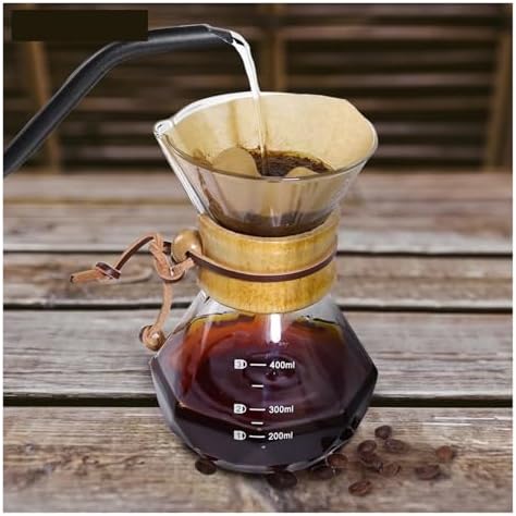 Hand Brewed Coffee Filter Cup Pour Over Maker For Home,Glass Coffee Pot Drip Brewing Cafetera 400M/600ML(600mlR with Paper) - Image 3