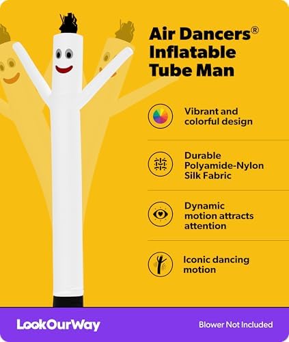 LookOurWay Air Dancers Inflatable Tube Man Attachment - 10 Feet Tall Wacky Waving Inflatable Dancing Tube Guy for Business Promotion - Blower Not Included - White - Image 2