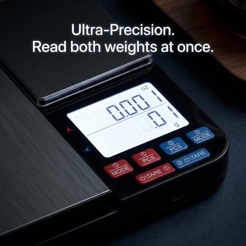 Partyreal Dual Platform Digital Kitchen Scale, High Precision Food Scale with Tare, Unit Conversion, Backlit Display, USB-C Rechargeable (Cable Included) + AAA Backup Black - Image 3