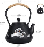 1.2L Tea Kettle Carp Lotus Pattern Japanese Style Anti Hot Handle Cast Iron Teapot Tetsubin with Filter Iron Tea Gift for Adult Father Mother Family - Image 3