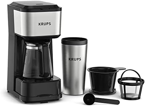 KRUPS Simply Brew Coffee Maker - Multi-Serve 4-in-1 with Stainless Steel Travel Tumbler, Black, 14oz by KRUPS
