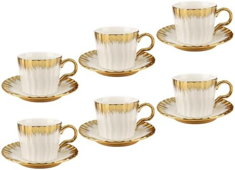Turkish Coffee Cup Set of 6 with Saucers,3.5oz Ottoman Style by YCWF