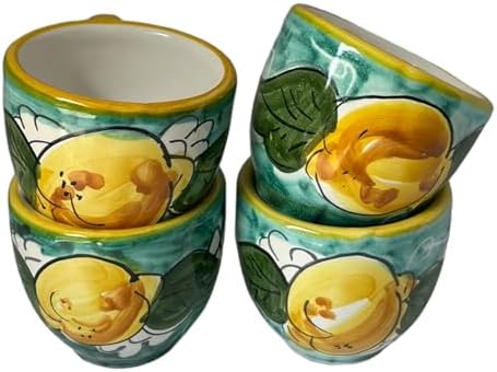 Espresso Cup Set of 4, Ceramic Cups Made in Italy, 2 oz Italian Coffee Cups, Coffee Lover Gift Set, Made in Italy Pottery by Handmade