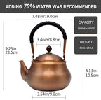 50.7oz Copper Tea Kettle for Stovetop Safe, Chinese Style Non-Coating Pure Copper Teapot with Filter Holes and Tea Ball for Loose Tea, Handmade Solid Metal Tea Pot with Non Slip Handle(1500ml) - Image 6