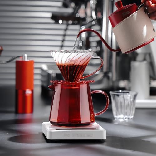 Bincoo Glass Pour Over Coffee Maker Set, Glass Coffee Server Set 600ML, Glass Drip Coffee Pot with Dripper,Paper Filter (Red) - Image 2