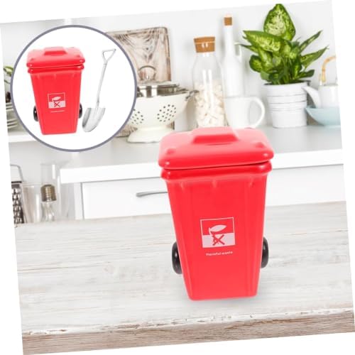 Trash Can Cup Espresso Glass Stoneware Coffee Mugs Beverage Mugs Drinking Funny Mug Funny Coffee Cup Funny Shot Glasses Porcelain Tea Cup Ceramic Office Concentrate Gift Cup-Red||12.5X12.5X12.5CM - Image 3
