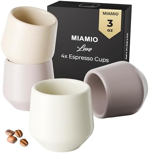 MIAMIO - Espresso Cups Set of 4 / Mug, Ceramic (3oz) - Luxe (Cream Rose) by MIAMIO