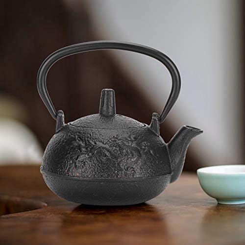 0.3L Cast Iron Teapot Kettle, Imitating Japanese Style Uncoated Double Chinese Dragon Pattern Gift Decoration Removable Infuser for Loose Tea - Image 2