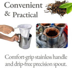 Stainless Steel Thai Tea Pot with Reusable Cloth Filter – Ground Tea Coffee Strainer for Thai Iced Tea, Teh Tarik pulled tea jug & Pour Over Brewing - Image 7