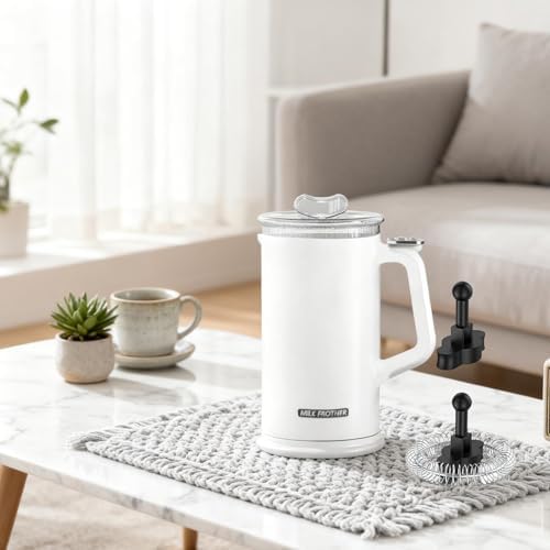 Yajuyi Electric Milk Frother Automatic and Cold Froth Stainless Steel Nonstick Interior Suitable for Home Kitchen Dining Espresso, White - Image 6