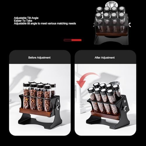 banapoy Single Dose Coffee Bean Storage Tubes and Stand, Adjustable Large Tempered Glass Sealing Coffee Bean Cellars with Adjustable Display Rack and - Image 3